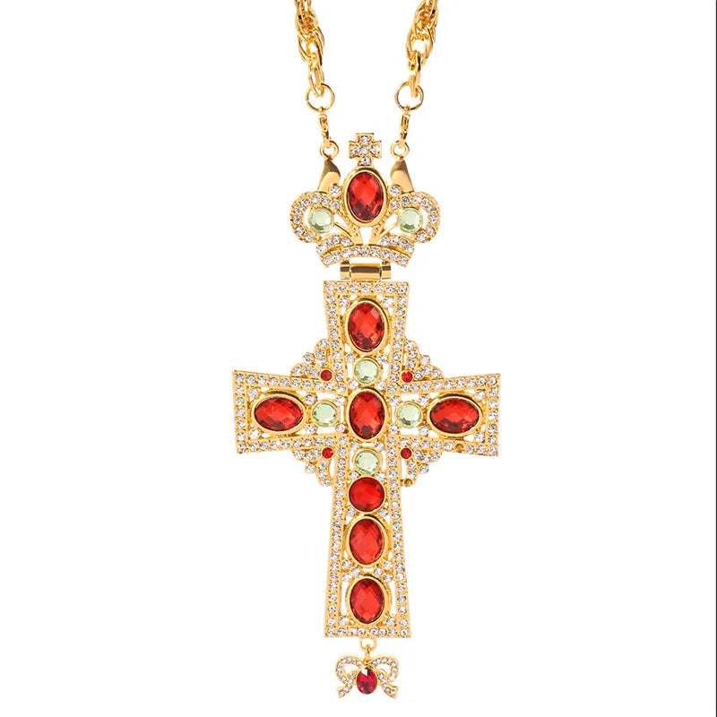 Pectoral Pendants Jesus Cross Orthodox Church Crucifix Religious Icon Byzantine Art Holy Cross For Priests Pendant Long Necklace