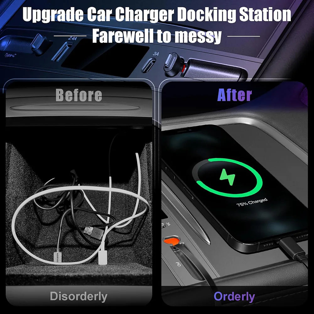 Quick Charger USB Shunt HUB For Tesla Model 3 Model Y 27W Intelligent Docking Station Car Adapter Powered Splitter Extension
