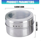 Kitchen Counter Seasoning Jar Set, 12 Piece Metal Jars with Clear Top Window, Base Tray and Daily Cooking Access for Home B03E
