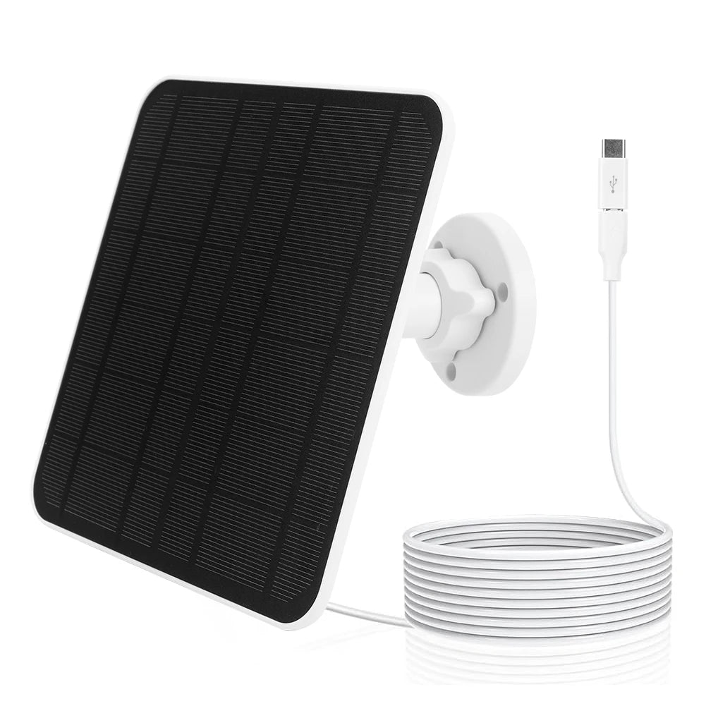 5V 30W Solar Panel Micro USB & Type C Port 9.8 Ft Charging Cable 360°Adjustable Mounting for Security Camera for Eufycam 3/3C/2
