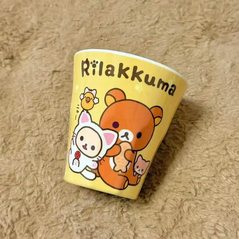 Rilakkuma Cute Tableware Bowl Spoons Forks Chopsticks Plate Fruit Snack Plate Food Bowl Cup Anti Drop Kitchen Tableware Gift