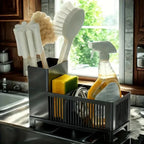 Well-ventilated Kitchen Sink Organizer Space-saving Sponge Holder Sink Sponge Storage Basket Plastic Kitchen Drain Rack