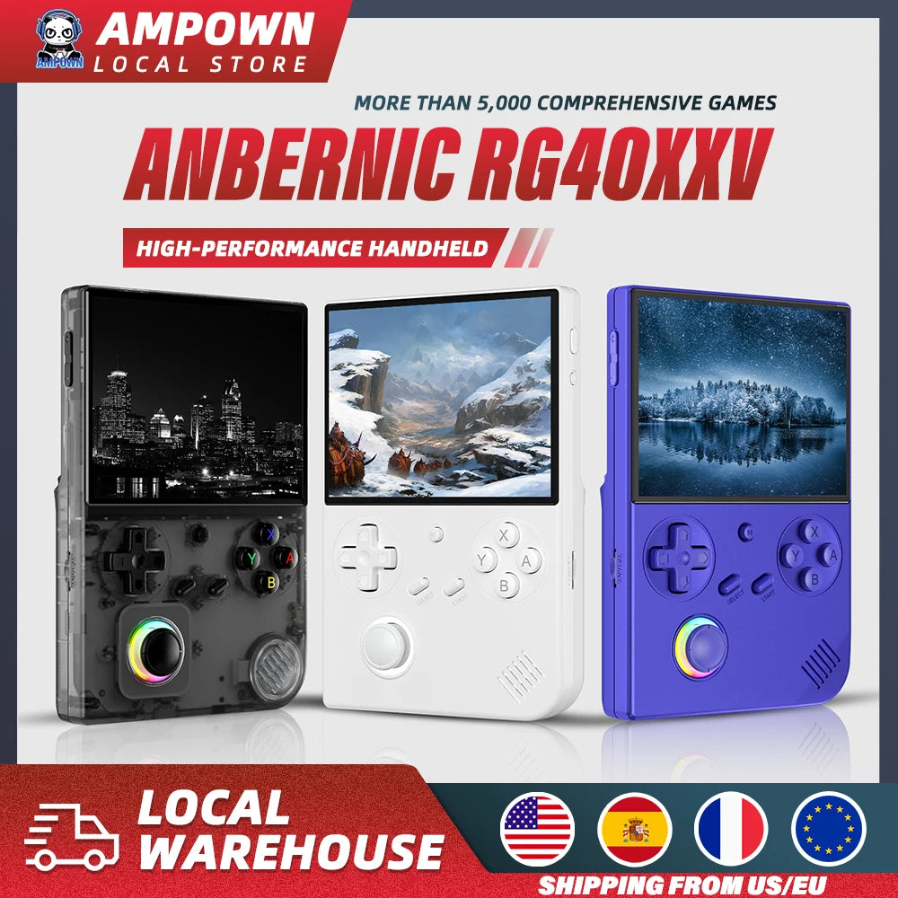 ANBERNIC RG40XXV Handheld Game Console 4'' IPS Screen Video Output Joystick RGB lighting Effect Streaming RG 40XXV E-book Player