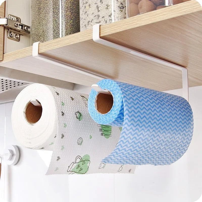 Wall Mounted Kitchen Tissue Rack Metal Non Perforated Roll Paper Cling Film Storage Cabinet Home Cloth Storage Racks