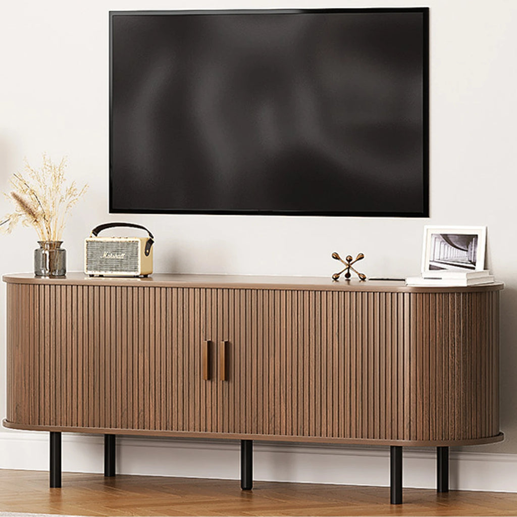 TV Stand with Power Outlet & Sliding Doors