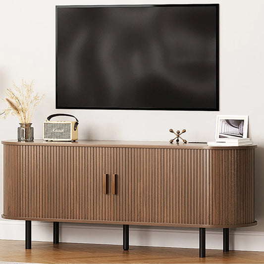 TV Stand with Power Outlet & Sliding Doors