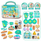 Tea Time Playset Simulated Kitchen Playset Table Snack With Storage Case Pretend Cooking Montessori Interactive
