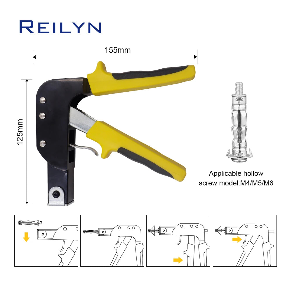 Hollow Gecko Gun Hand Pulling Rivet Gun Expansion Plug Tensioner M4 M5 M6 Drive Wall Anchor Screws Gun For Plasterboard Fixing