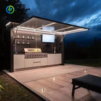 Customized Outdoor Kitchen Station Portable Stainless with Sink & Storage Trolley Weather Resistant for BBQ Camping Catering
