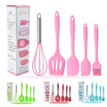 5PCS Silicone Kitchen Cooking Utensils Set Non-Stick Flexible Kitchen Tools With Cake Spatula Whisk Oil Brush And Cooking Shovel