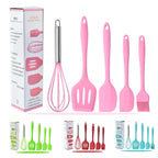 5PCS Silicone Kitchen Cooking Utensils Set Non-Stick Flexible Kitchen Tools With Cake Spatula Whisk Oil Brush And Cooking Shovel