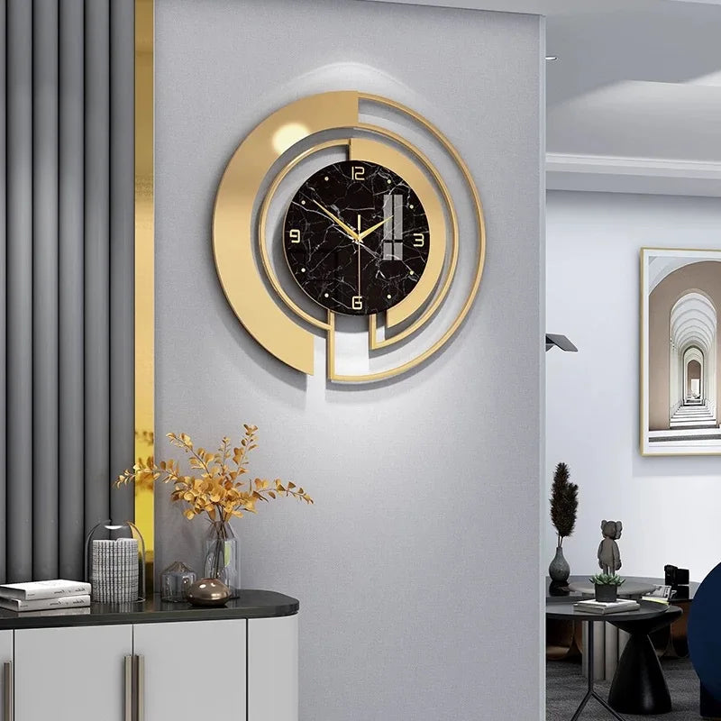 Nordic Light Luxury Metal Wall Clock Fashion Design Large Home Decoration Pendant Clock Hotel Living Room Wall Hanging Clock