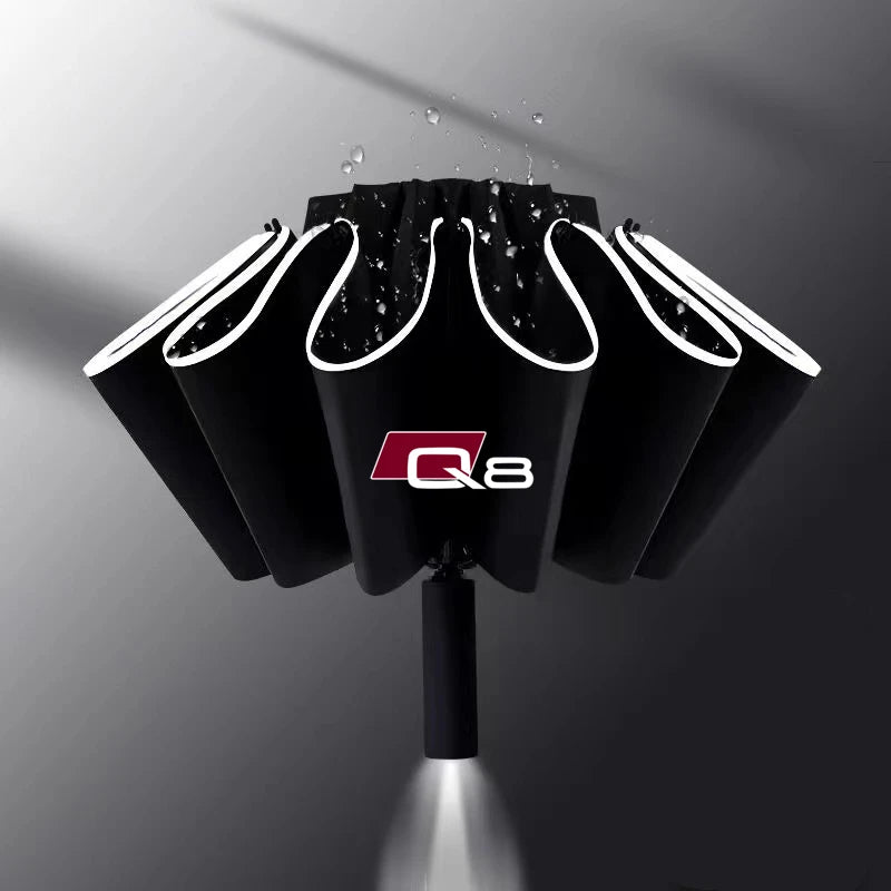 Car Umbrella With LED Flashlight Reflective Stripe Reverse Umbrella for audi sport RS A1 A3 A4 B7 B8 A5 A6 A7 A8 Q3 Q5 Q7 Q8 TT