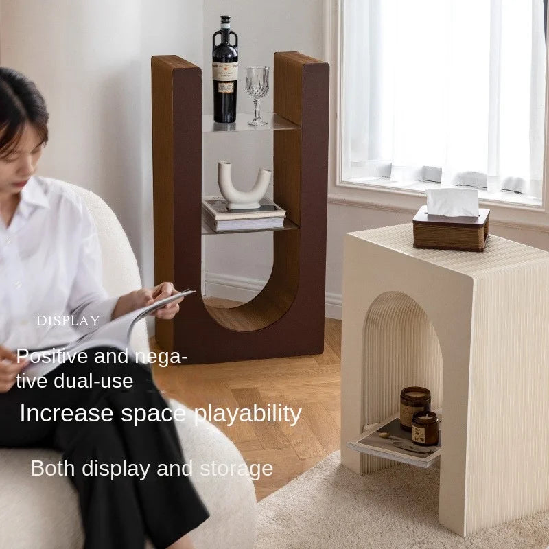 Side Table Side Cabinet Small Coffee Table Light Luxury Home Creative Mini Side Table Bedside Shelf Small Table Furniture Fold