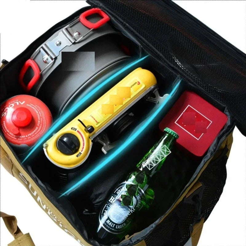 Outdoor Cookware Set - Pot, Gas Canister, Anti-Collision Picnic Bag, Storage Bag, Camping Tableware Bag, Large Ca