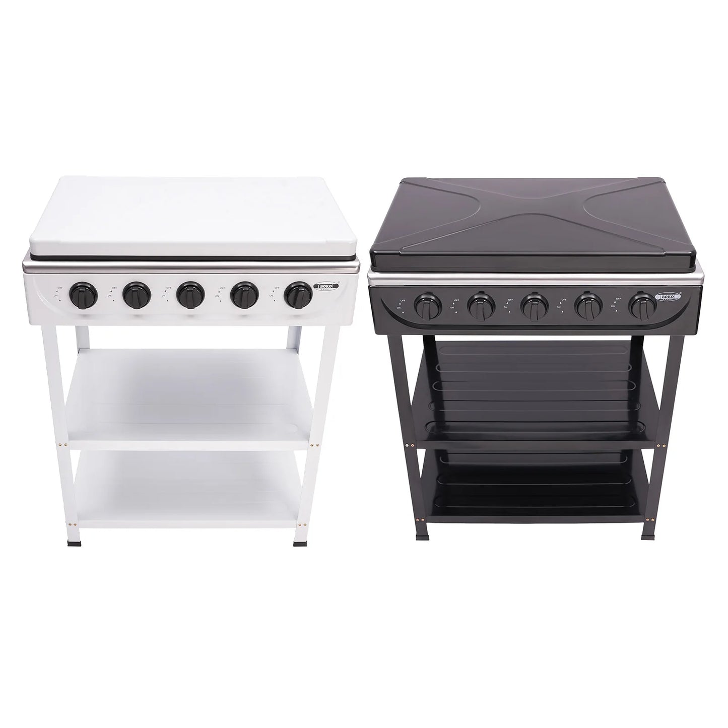 Portable 5-Burner Natural Gas Stove | Black, 2.5KW Per Burner, NG/LPG Compatible, Freestanding