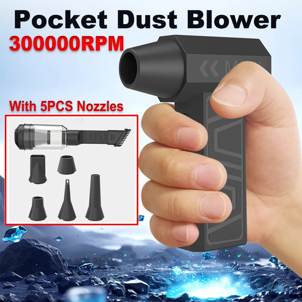 300000RPM Powerful Air Blower Brushless Motor Turbo Fan Wind Speed 52m/s Electric Air Duster With 5 Nozzles Super Jet Dry Blow
