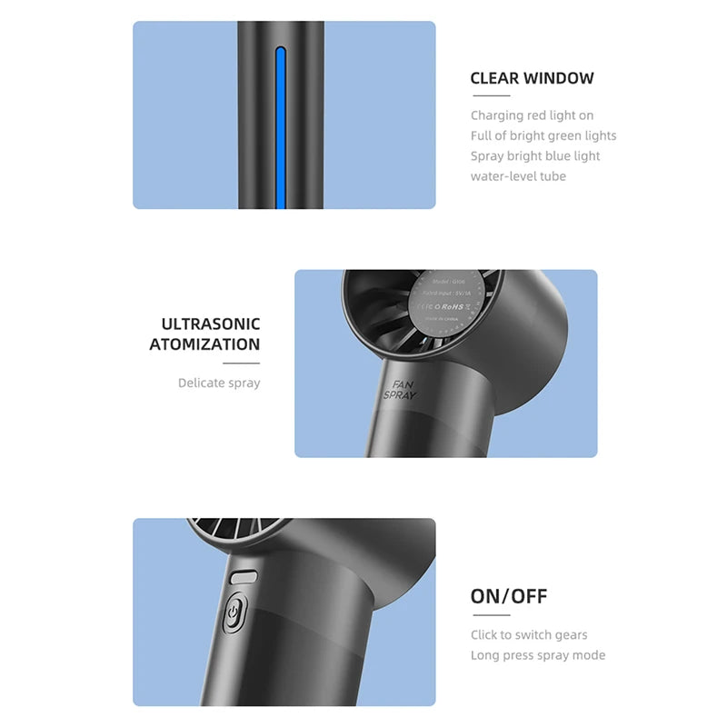 Xiaomi Summer Portable Humidifier Fan 5 wind Speeds USB Rechargeable H