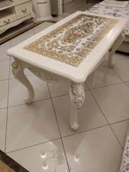 TieHo European Style Living Room Coffee Table Wood Rectangle Ivory White Center Table Modern Small Apartment Home Furniture