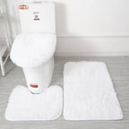 Inyahome 3pcs/set Plush Bathroom Bath Mats Set Anti Slip Toilet Rug and Toilet Lid Cover Soft Fluff Shower Carpet Floor Bath Mat