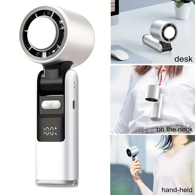 Air Cooling Fan Mini Portable Hand Fan USB Rechargeable 4000mAh Foldab