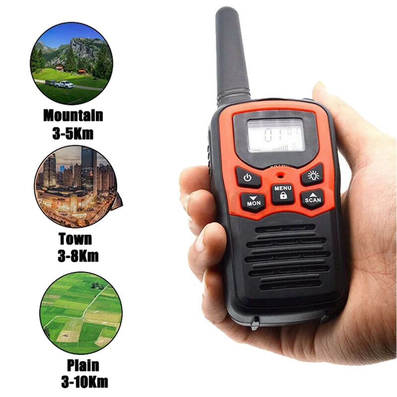 2Pcs Handheld Walkie Talkie Radio 22 Channels Set 10 Km Uhf 400-470 Mhz Dual Band Long Range Communication Transceiver HGC