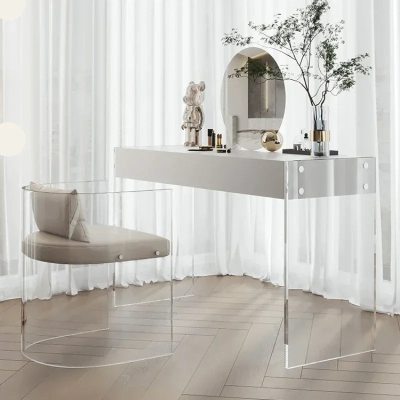 Acrylic Dressers Solid Wood Cabinet Bedroom Simple Design Modern Dressing Tables Makeup Stool With Mirror Minimalist Furniture