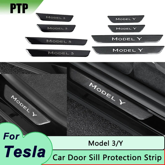 Model Y 2024 Door Sill Protection Strip for Tesla  Model 3 2023 Front Rear Stainless Pedal Decoration Wrap Cover Car Accessories