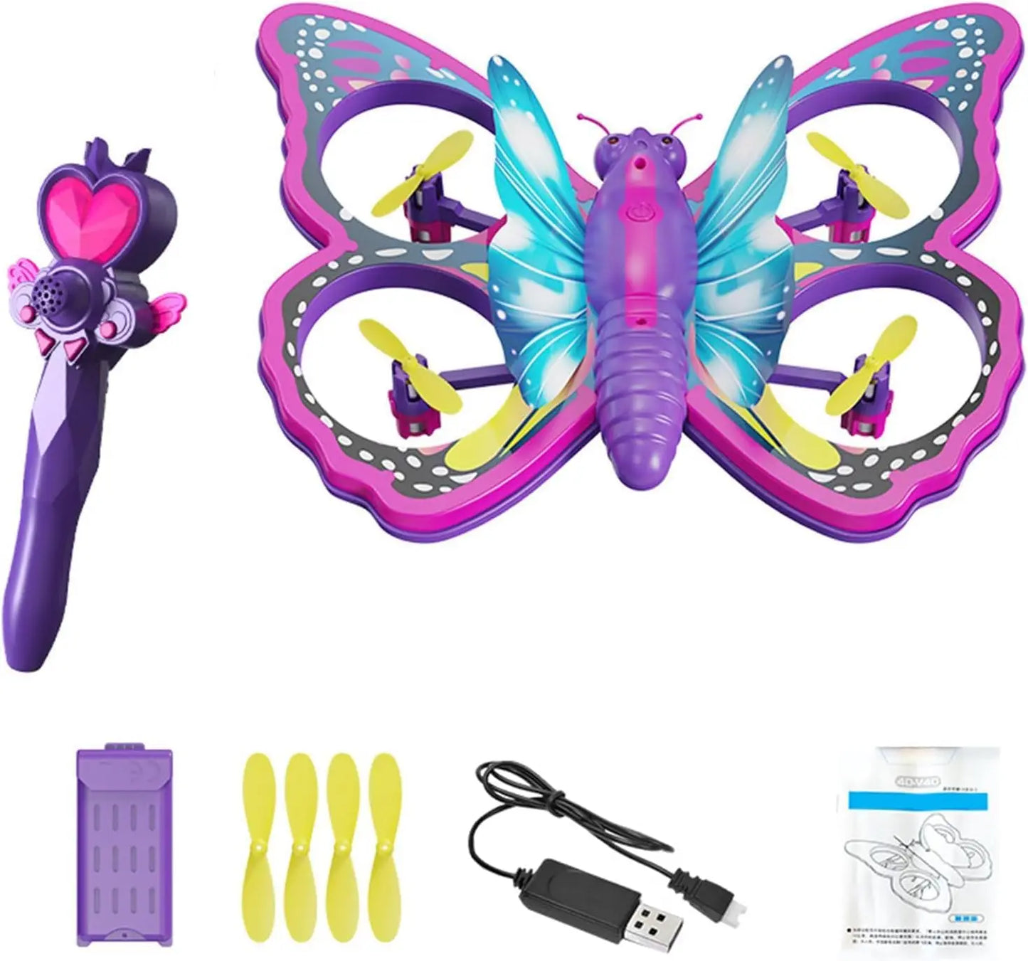 V40 Glitter Butterfly RC Plane 2.4G Remote Control EPP Foam With LED Indoor And Outdoor Simple Flying Toy Aircraft Gifts