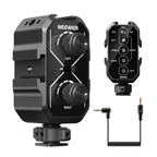 NEEWER MM02 Dual Channel Microphone Audio Mixer Adapter with 3.5mm TRS Cable Stereo/Mono Switch Cold Shoe Mounts for DSLR Phone