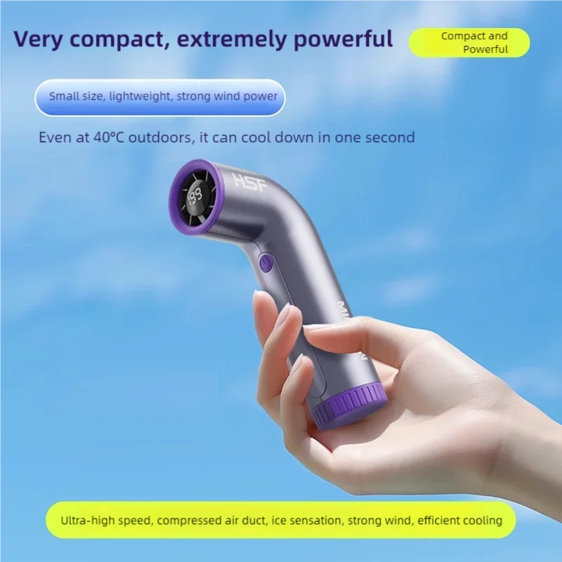 4000mAh Handheld mini fan 199 speed turbo digital display infinitely variable speed outdoor portable fan USB charging