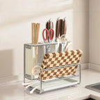JUSTINLAU Kitchen Multifunctional Storage Rack Countertop Knife Holder Chopstick Cutting Board Holder Integrated Storage Rack