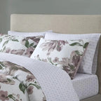 Floral Mauve Bed in a Bag Set includes comforter, 2 shams (1 in Twin), 1 flat sheet, 1 fitted sheet, 2 pillowcases