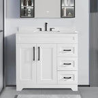 Bathroom Vanity with Sink,Undermount Ceramic Sink-Modern Bathroom Cabinet with 6 Soft-Close Drawers & 2 Doors Spacious Storage