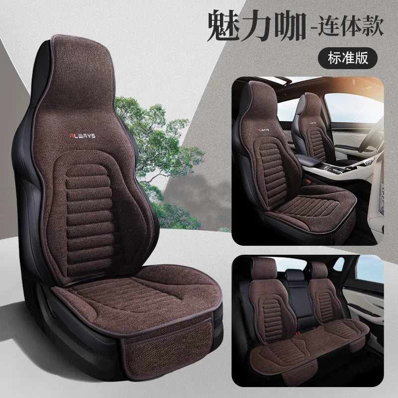 All-Season Linen Car Seat Covers Universal Fit for Sedans SUVs Trucks - Breathable Durable Comfortable Interior Accessories