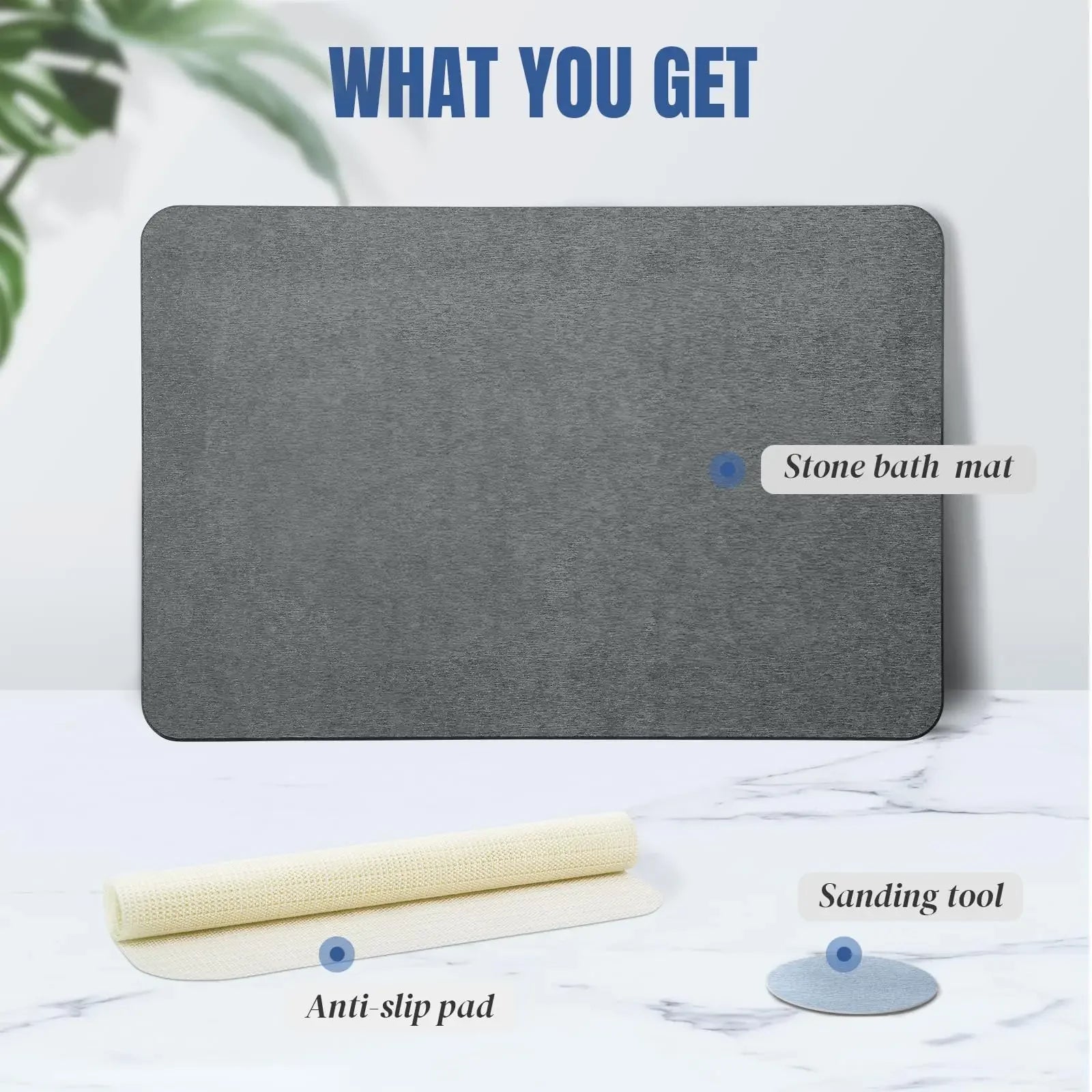 Stone Bath Mat Natural Diatomaceous Earth Shower Mat Super Absorbent Quick Drying Bathroom Floor Mat Grey Rug Easy To Clean 2024