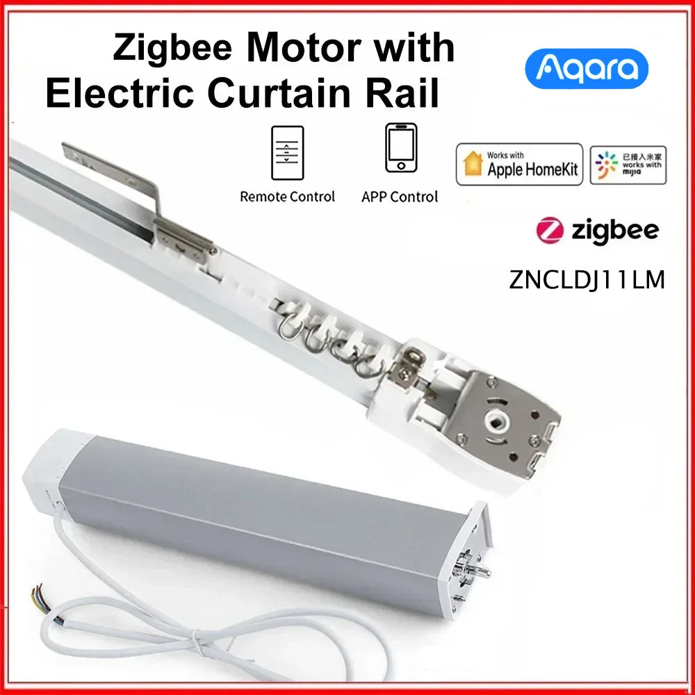Aqara Smart Zigbee Curtain Drive Motor ZNCLDJ11LM with Electric Curtain Rail Track Set Mi Homekit APP Automatic Control System