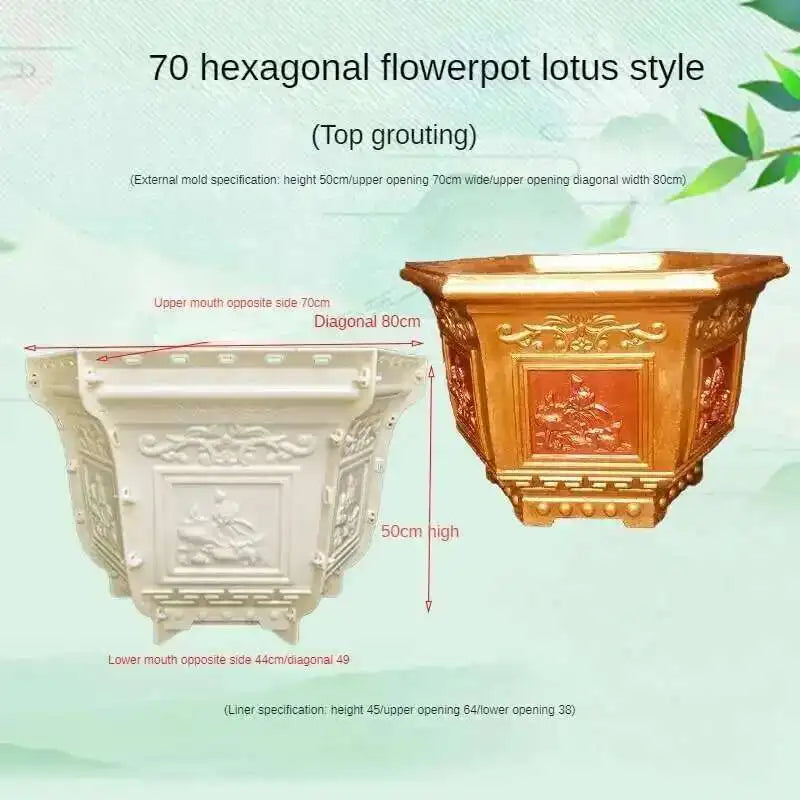 Hexagonal Cement Flowerpot Mold Home Garden Balcony Bonsai Pot Template Concrete Cast-in-place Homemade Plastic Flowerpot Mold