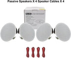 Herdio 4PCS In Ceiling Speakers 6.5'' 600 Watts Flush Mount Passive Wired Speakers For Home Bathroom Kitchen Living Room Office