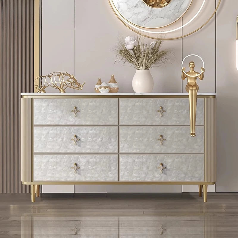 Italian Luxury Shelves Kitchen Sideboard Marble Storage Locker Living Room 5-tier Chest Of Drawers Multipurpose Home Furniture