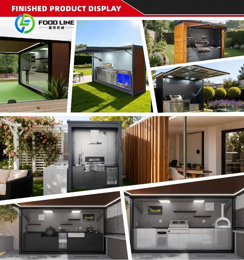 Customized Outdoor Kitchen Set 304 Stainless Steel Weatherproof Outdoor Kitchen Cabinets with Built-in Gas Grill