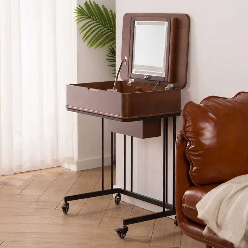 Portable Adult Vanity Table Nordic Woman Wheels Storage Unique Bedroom Dressers Makeup Desk Mirror Penteadeira Furniture Home