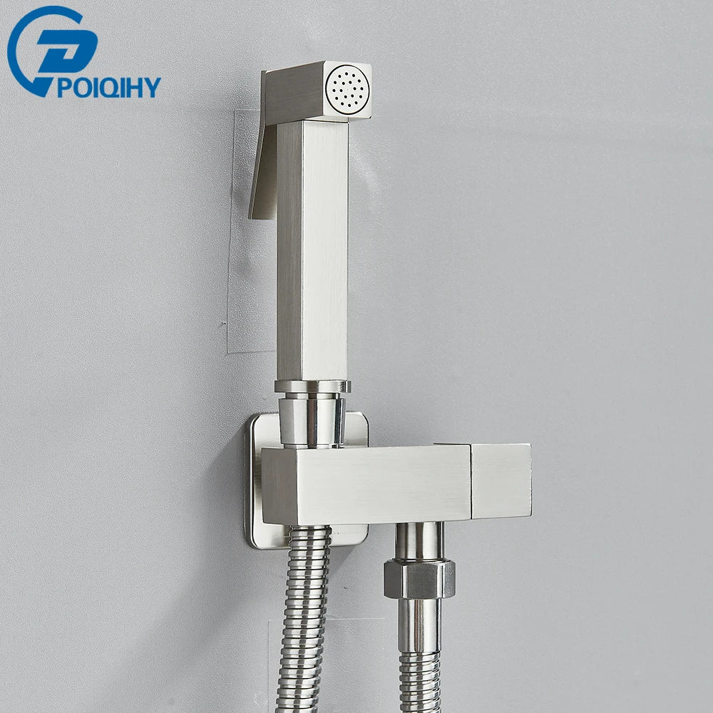 Chrome Handheld Toilet Bidet Faucet Stainless Steel Bidet Shower Hygienic Shower Wall Shower Woman Cleaner Cold Water Only