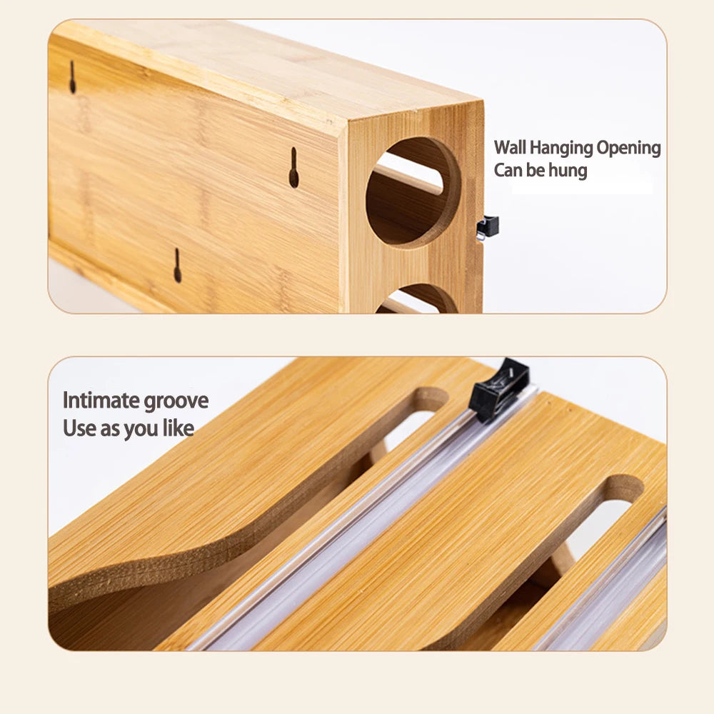 Kitchen Cling Wrap Dispenser, Plastic Cling Wrap, Aluminum Foil and Wax Paper Dispenser for Kitchen Drawer