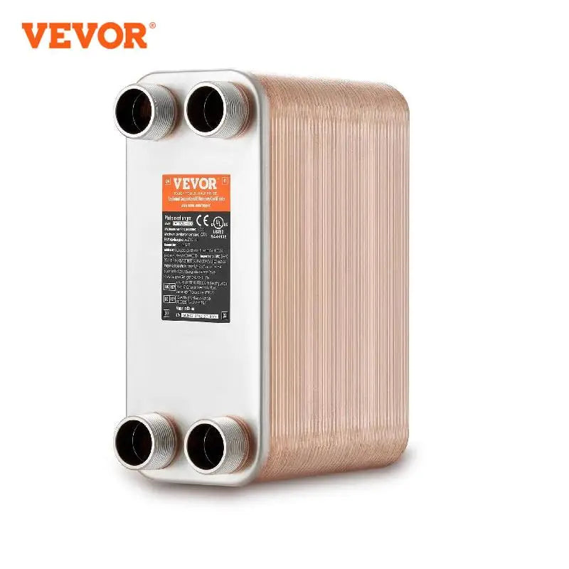 VEVOR Heat Exchanger 5"x 12" 80 Plates Brazed Plate Stainless Steel For Floor Heating Water Heating Snow Melting Beer Cooling