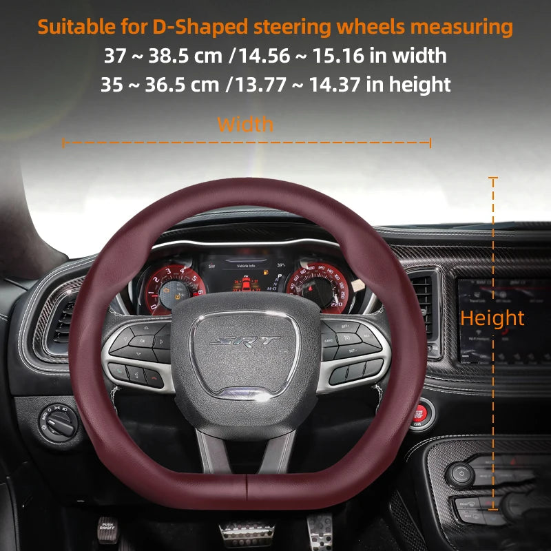 Suitable for Dodge Ultra-Thin Breathable Leather Steering Wheel Cover Suitable for Challenger Journey Charger Caliber Durango Ram 1500 Grand Caravan Dart Dakota Nitro Avenger Viper