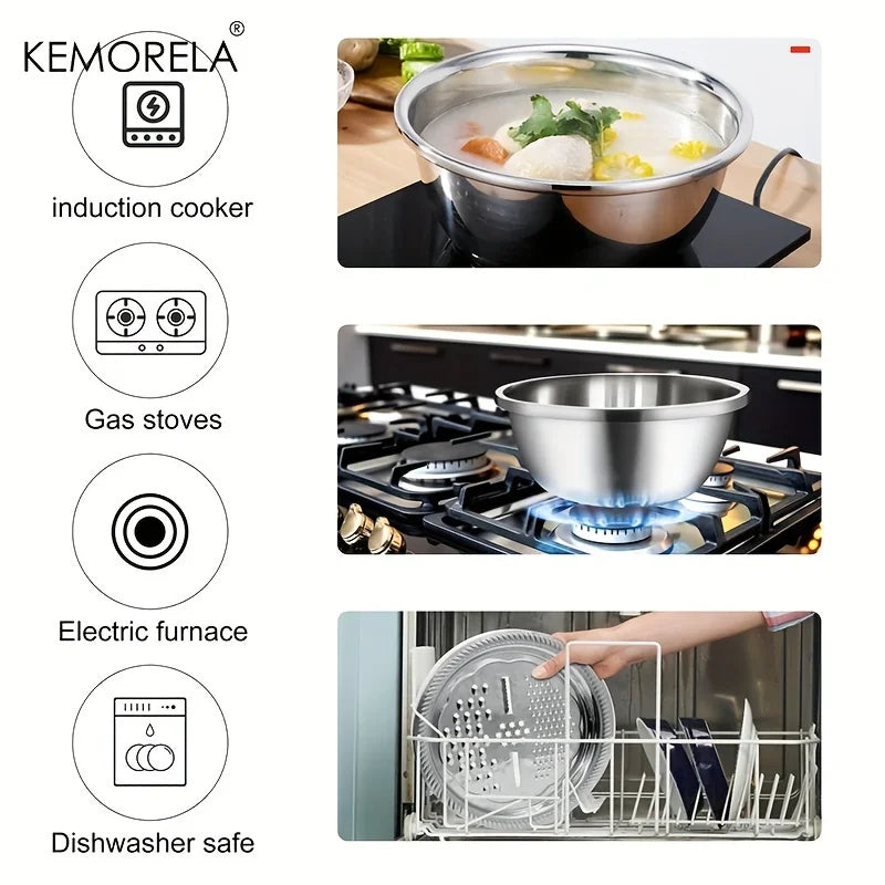 4-in-1 Stainless Steel Kitchen Multifunctional Basin with Lid Airtight Rice Washer Drain Colander Ginger Cheese GraterEssential