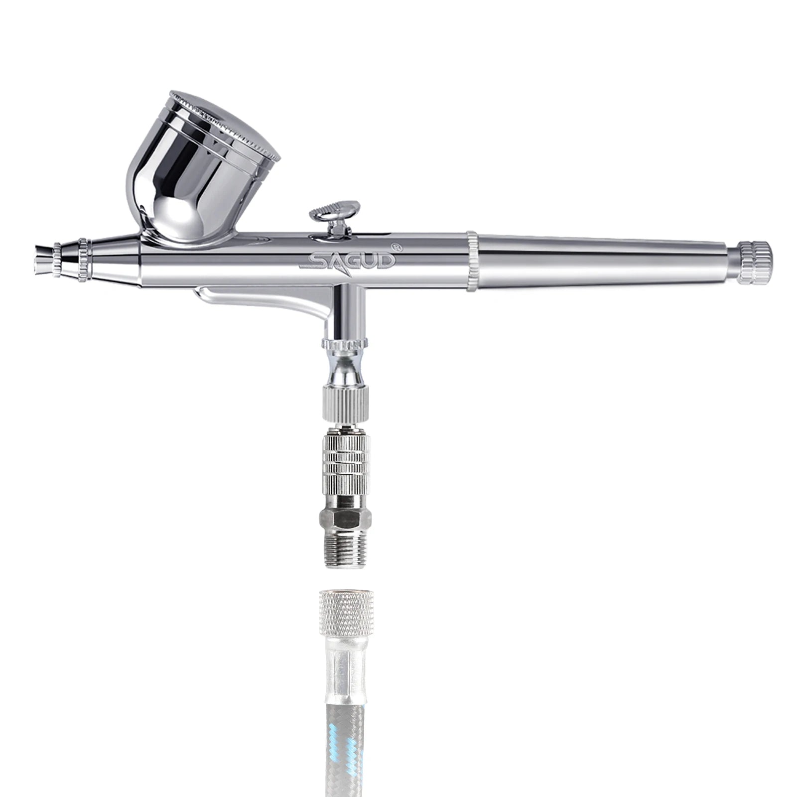 SAGUD Professional Airbrush Set 0.2 0.3 0.5mm Needles Nozzle Quick Release with Air Hose - Dual-Action Gravity Feed Airbrush Kit