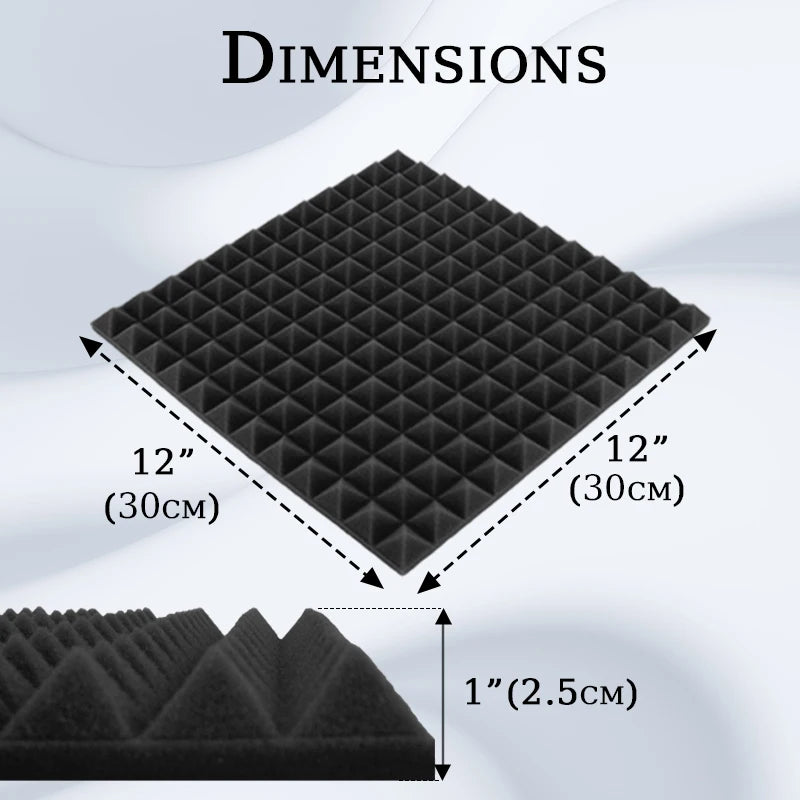 TOUO 6/12/24 Pcs Pyramid Acoustic Foam Sound Absorbing Studio Acoustic Treatment Noise Insulation For Walls Acoust Insulation