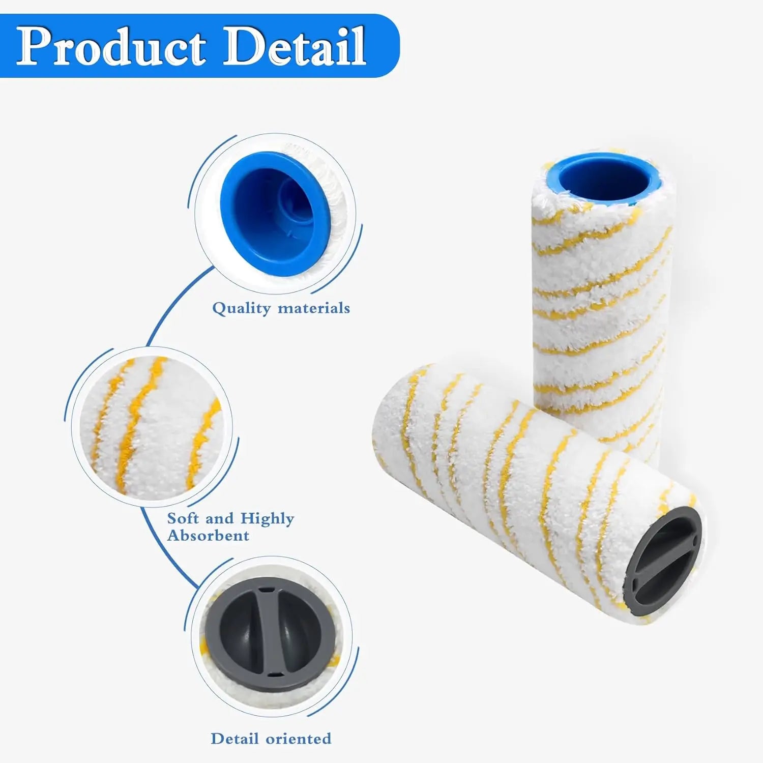 Rollers Brush Set for Karcher FC7 FC5 FC3D FC3 Cordless Hard Floor Cleanr, Multi-Surface Roller, Roller Brush Set for Kärcher FC